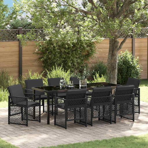vidaXL Garten Essgruppe 5 pcs Schwarz Poly-Rattan