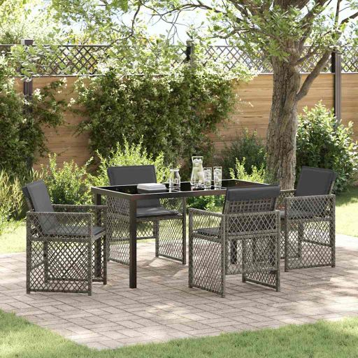 vidaXL Garten Essgruppe 5 pcs Schwarz Poly-Rattan