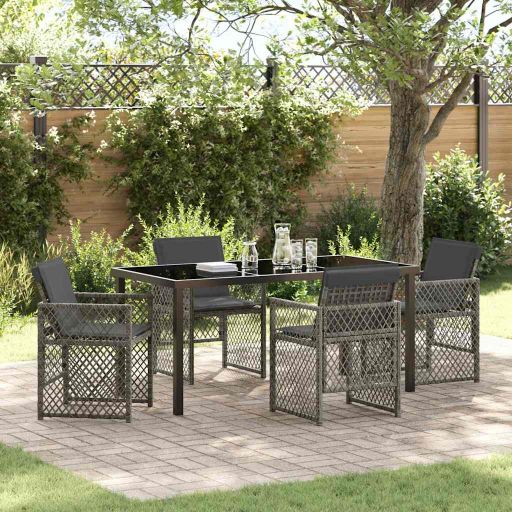 vidaXL Garten Essgruppe 5 pcs Schwarz Poly-Rattan