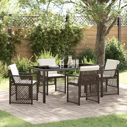 vidaXL Garten Essgruppe 5 pcs Schwarz Poly-Rattan