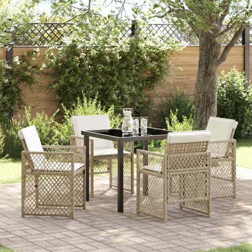 vidaXL Garten Essgruppe 5 pcs Schwarz Poly-Rattan