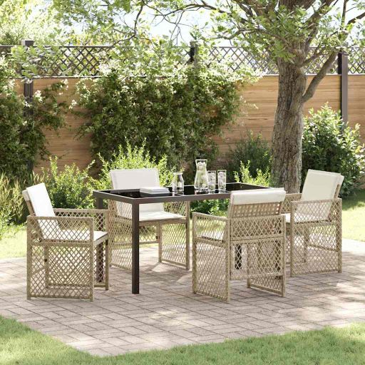 vidaXL Garten Essgruppe 5 pcs Schwarz Poly-Rattan