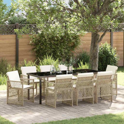 vidaXL Garten Essgruppe 5 pcs Schwarz Poly-Rattan