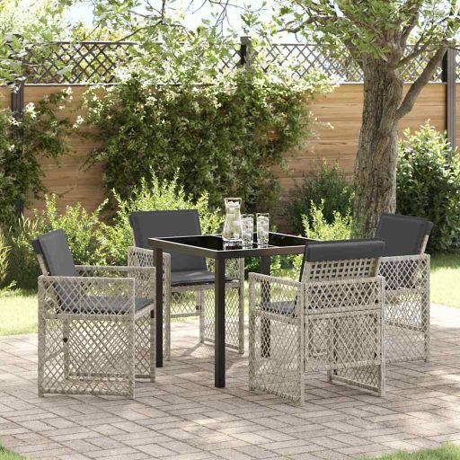 vidaXL Garten Essgruppe 5 pcs Schwarz Poly-Rattan