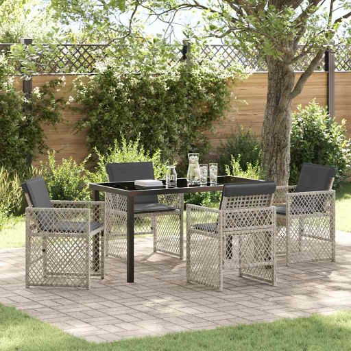 vidaXL Garten Essgruppe 5 pcs Schwarz Poly-Rattan