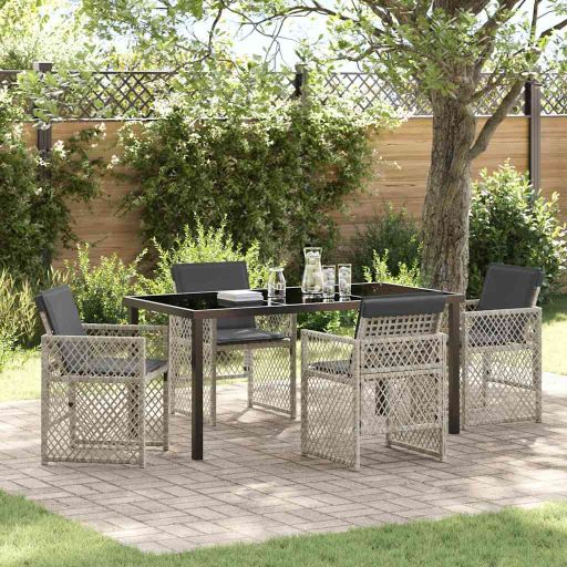 vidaXL Garten Essgruppe 5 pcs Schwarz Poly-Rattan
