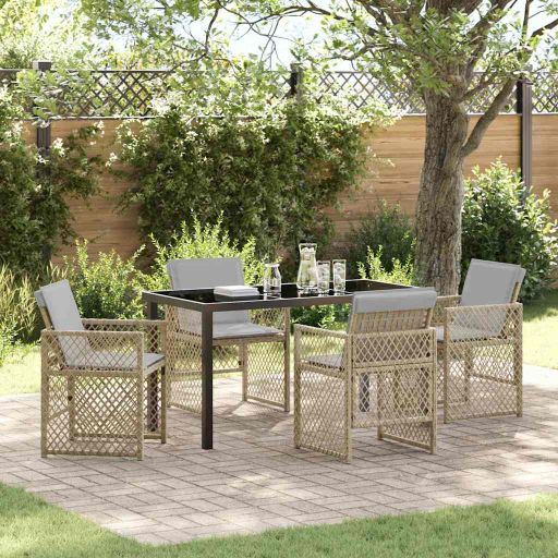 vidaXL Garten Essgruppe 5 pcs Schwarz Poly-Rattan