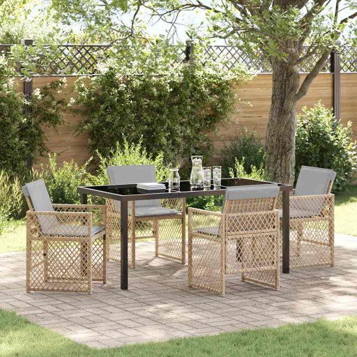 vidaXL Garten Essgruppe 5 pcs Schwarz Poly-Rattan