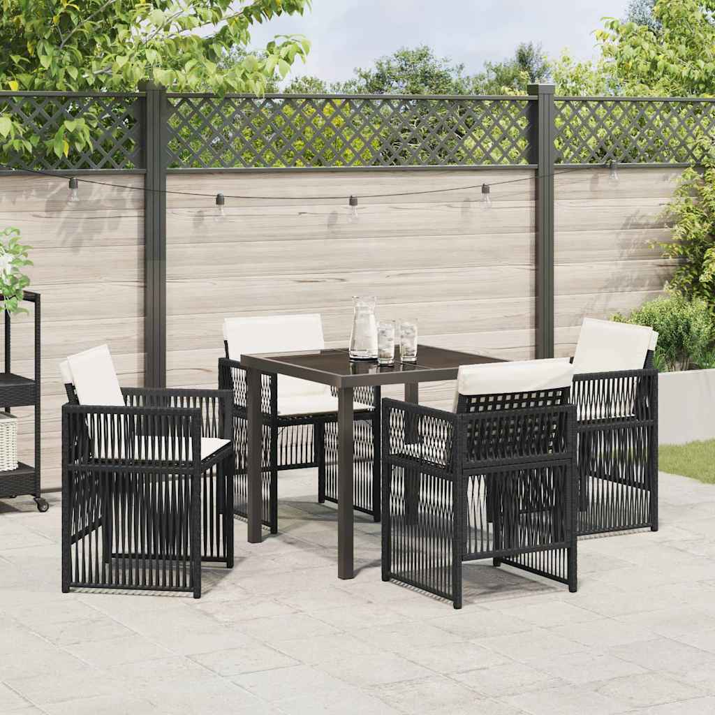 vidaXL Garten Essgruppe 5 pcs Schwarz Pulverbeschichteter Stahl