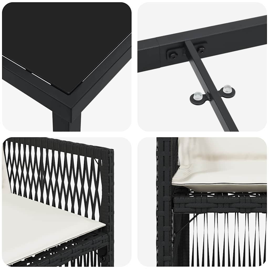 vidaXL Garten Essgruppe 5 pcs Schwarz Pulverbeschichteter Stahl