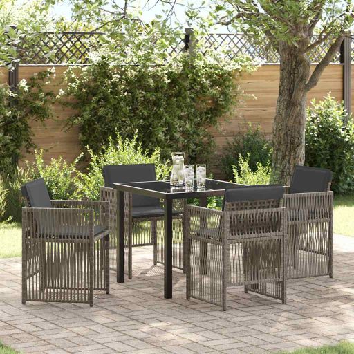vidaXL Garten Essgruppe 5 pcs Schwarz Pulverbeschichteter Stahl