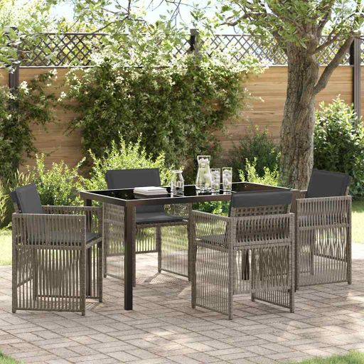 vidaXL Garten Essgruppe 5 pcs Schwarz Pulverbeschichteter Stahl