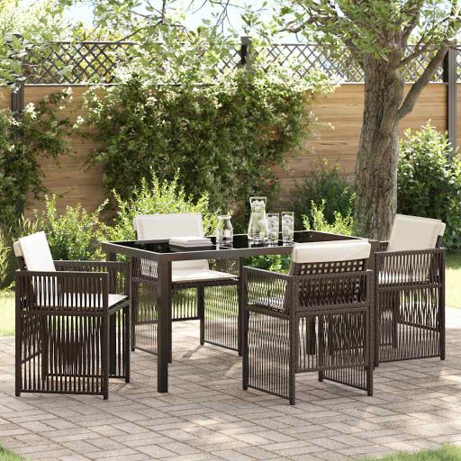 vidaXL Garten Essgruppe 5 pcs Schwarz Pulverbeschichteter Stahl