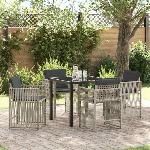 vidaXL Garten Essgruppe 5 pcs Schwarz Pulverbeschichteter Stahl