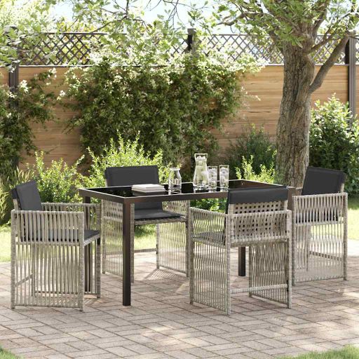 vidaXL Garten Essgruppe 5 pcs Schwarz Pulverbeschichteter Stahl