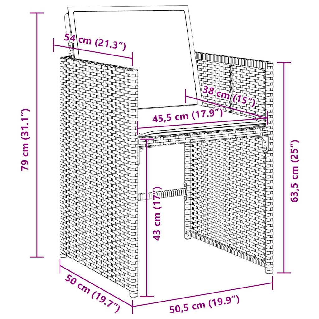 vidaXL Garten Essgruppe 5 pcs Schwarz Poly-Rattan