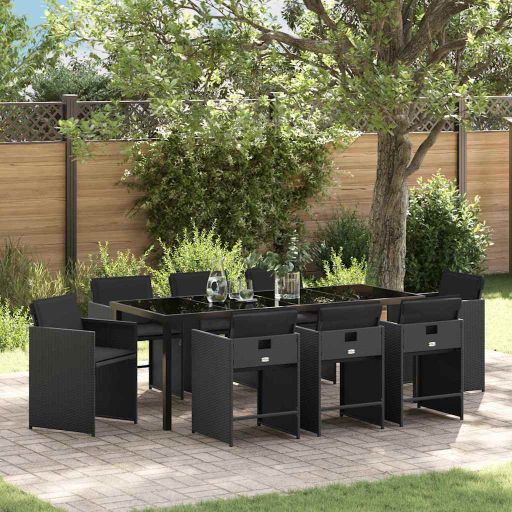 vidaXL Garten Essgruppe 5 pcs Schwarz Poly-Rattan
