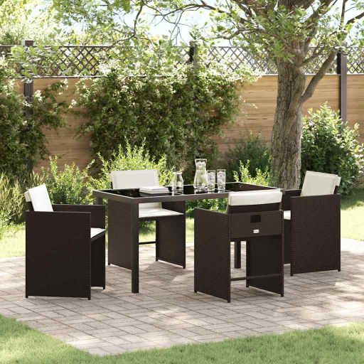 vidaXL Garten Essgruppe 5 pcs Schwarz Poly-Rattan