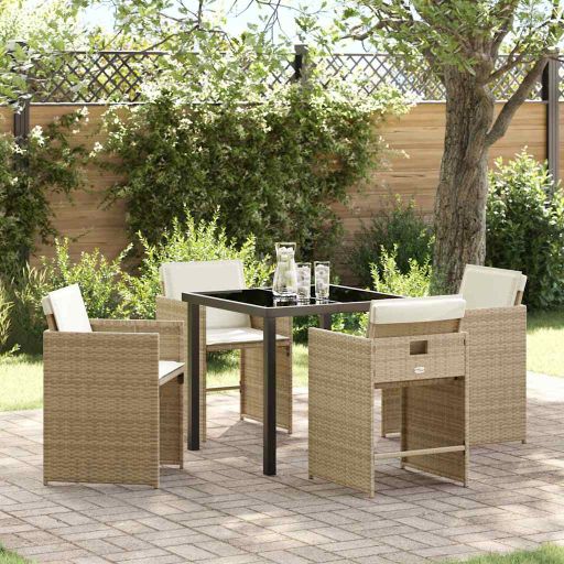 vidaXL Garten Essgruppe 5 pcs Schwarz Poly-Rattan
