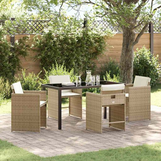vidaXL Garten Essgruppe 5 pcs Schwarz Poly-Rattan