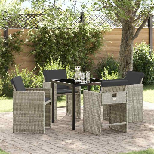 vidaXL Garten Essgruppe 5 pcs Schwarz Poly-Rattan