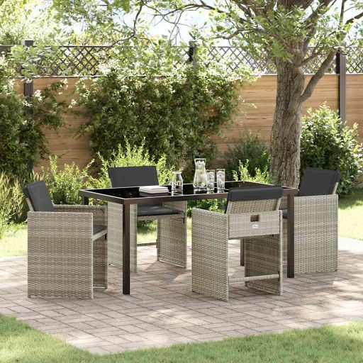 vidaXL Garten Essgruppe 5 pcs Schwarz Poly-Rattan