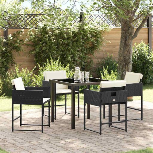 vidaXL Garten Essgruppe 5 pcs Schwarz Poly-Rattan
