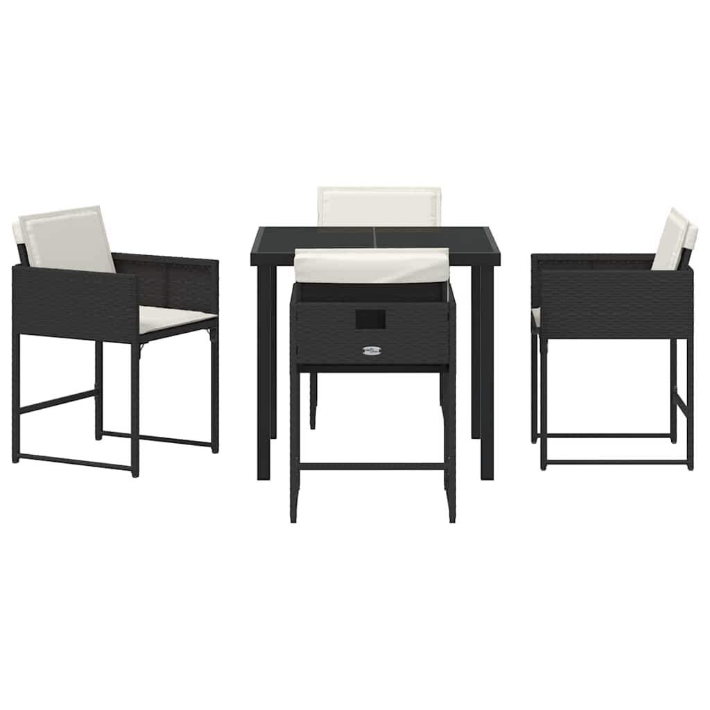 vidaXL Garten Essgruppe 5 pcs Schwarz Poly-Rattan