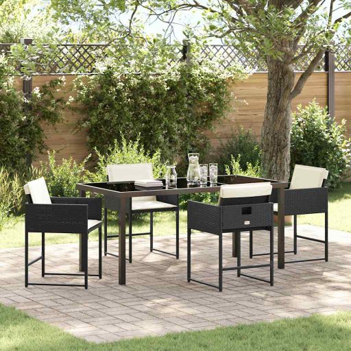 vidaXL Garten Essgruppe 5 pcs Schwarz Poly-Rattan