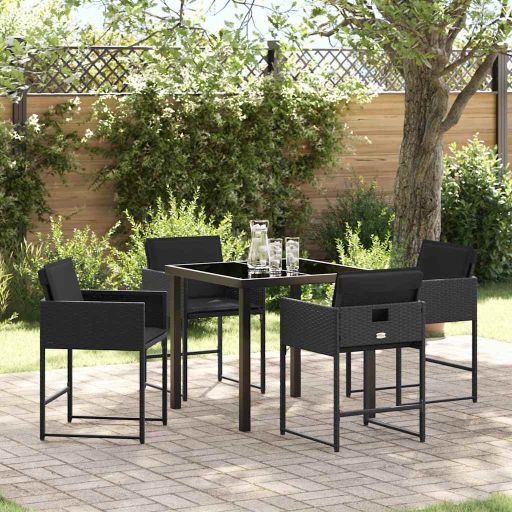 vidaXL Garten Essgruppe 5 pcs Schwarz Poly-Rattan