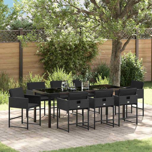 vidaXL Garten Essgruppe 5 pcs Schwarz Poly-Rattan