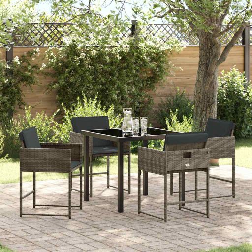 vidaXL Garten Essgruppe 5 pcs Schwarz Poly-Rattan