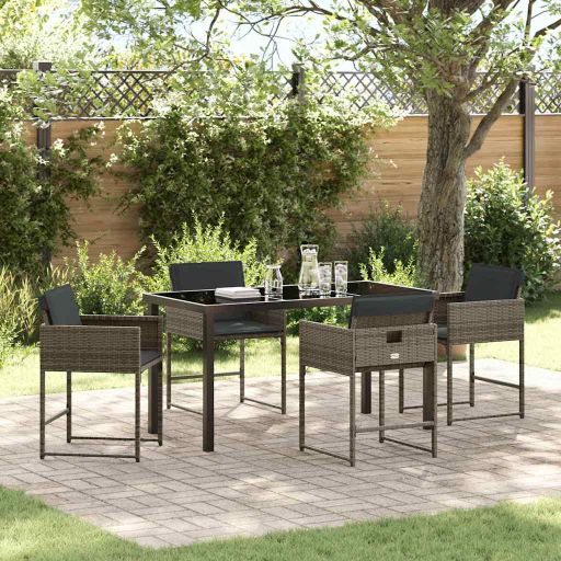 vidaXL Garten Essgruppe 5 pcs Schwarz Poly-Rattan