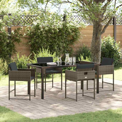 vidaXL Garten Essgruppe 5 pcs Schwarz Poly-Rattan