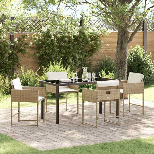 vidaXL Garten Essgruppe 5 pcs Schwarz Poly-Rattan