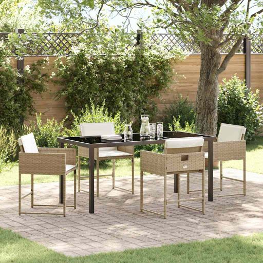 vidaXL Garten Essgruppe 5 pcs Schwarz Poly-Rattan