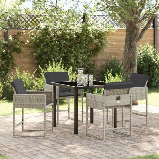 vidaXL Garten Essgruppe 5 pcs Schwarz Poly-Rattan
