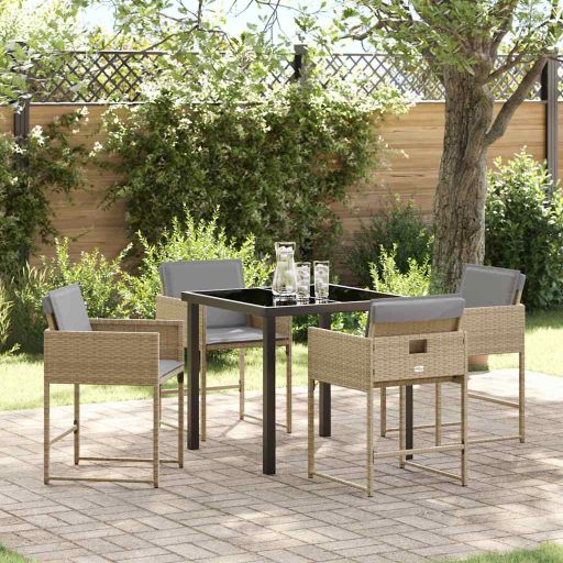 vidaXL Garten Essgruppe 5 pcs Schwarz Poly-Rattan