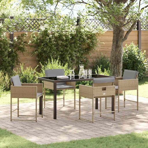vidaXL Garten Essgruppe 5 pcs Schwarz Poly-Rattan