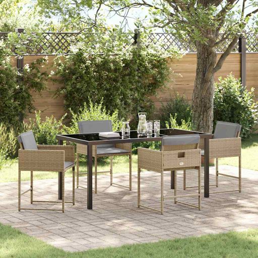 vidaXL Garten Essgruppe 5 pcs Schwarz Poly-Rattan