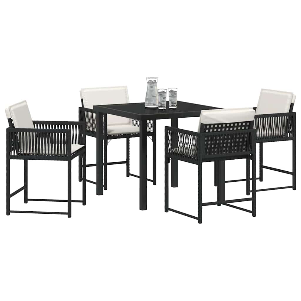 vidaXL Garten Essgruppe 5 pcs Schwarz Poly-Rattan