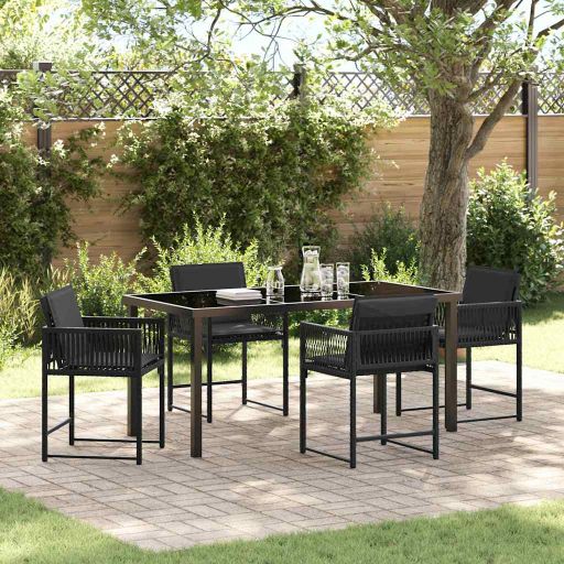 vidaXL Garten Essgruppe 5 pcs Schwarz Poly-Rattan