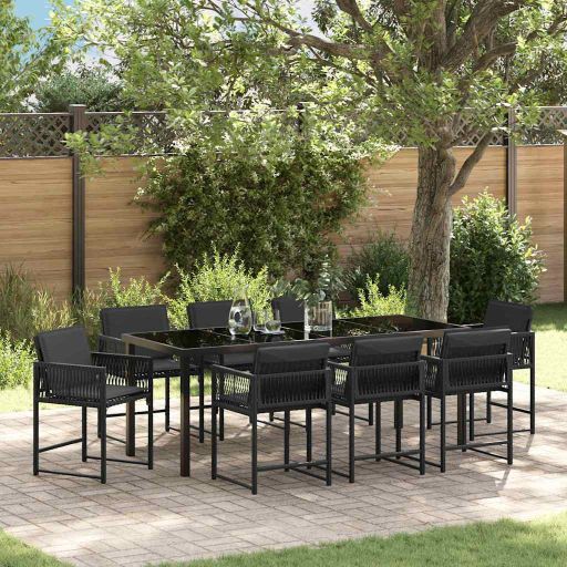 vidaXL Garten Essgruppe 5 pcs Schwarz Poly-Rattan