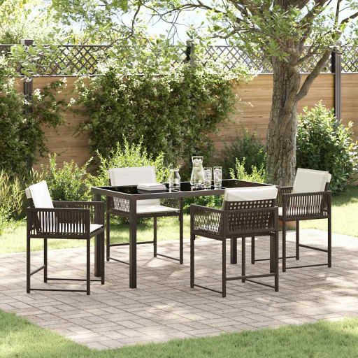 vidaXL Garten Essgruppe 5 pcs Schwarz Poly-Rattan
