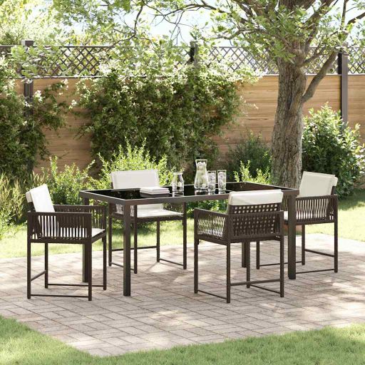 vidaXL Garten Essgruppe 5 pcs Schwarz Poly-Rattan