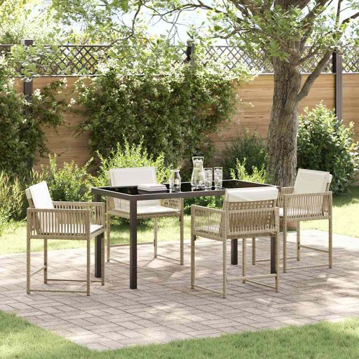 vidaXL Garten Essgruppe 5 pcs Schwarz Poly-Rattan