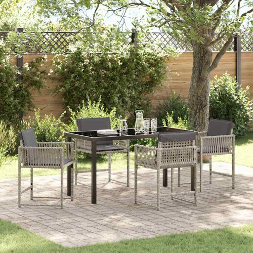 vidaXL Garten Essgruppe 5 pcs Schwarz Poly-Rattan