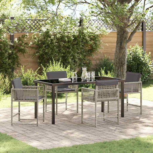 vidaXL Garten Essgruppe 5 pcs Schwarz Poly-Rattan