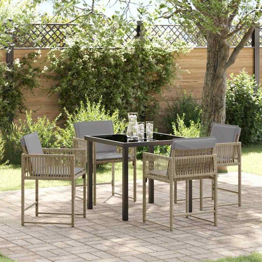 vidaXL Garten Essgruppe 5 pcs Schwarz Poly-Rattan