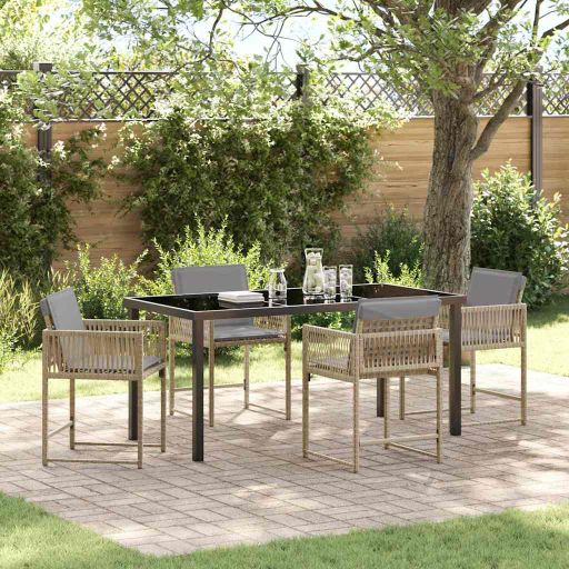vidaXL Garten Essgruppe 5 pcs Schwarz Poly-Rattan